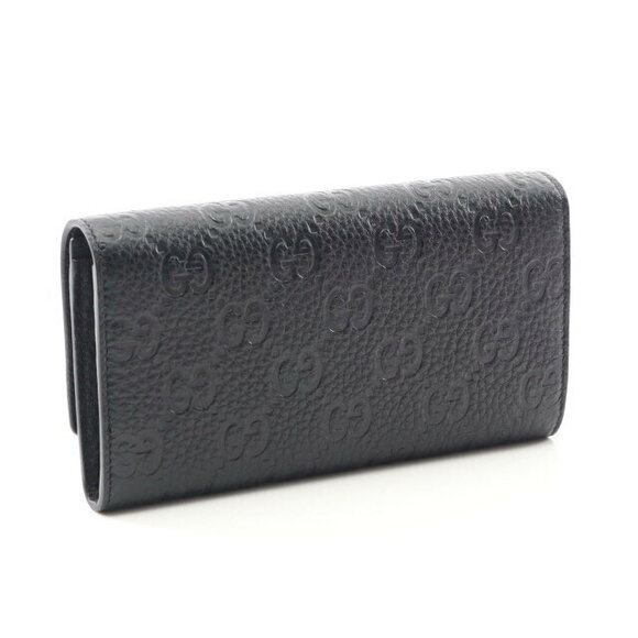 Gucci GG Emblem Continental Wallet Leather Bifold Long Black - Picture 2 of 4